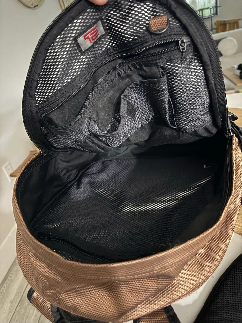 Tumi Men's Brown Nylon Backpack Duo with Black Trim